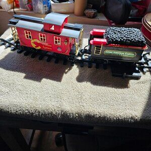 Old train car display and track